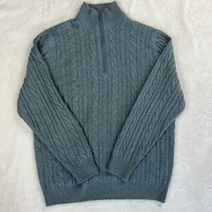 Loro Piana Baby Cashmere Cable Knit Half Zip Sweater | Size 60